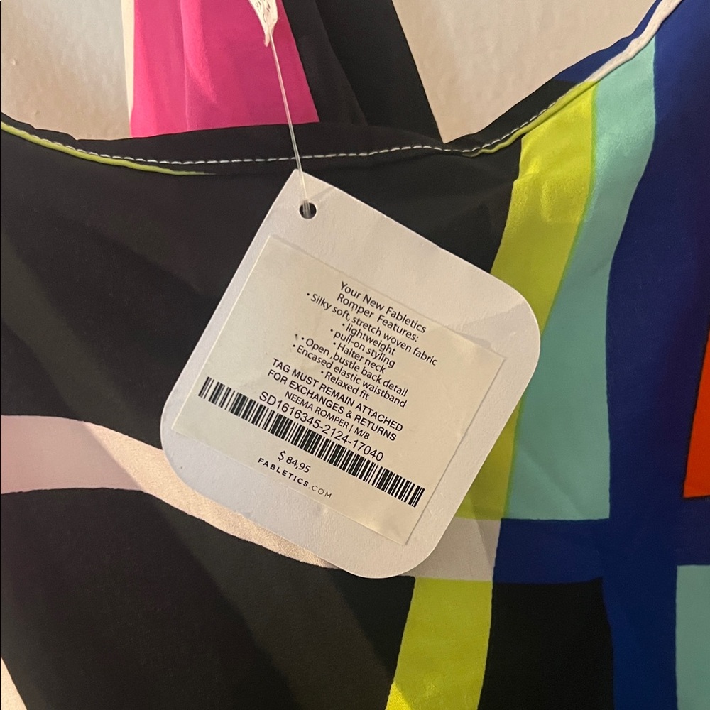 Fabletics Multicolor Abstract Strappy Romper - Bl… - image 2